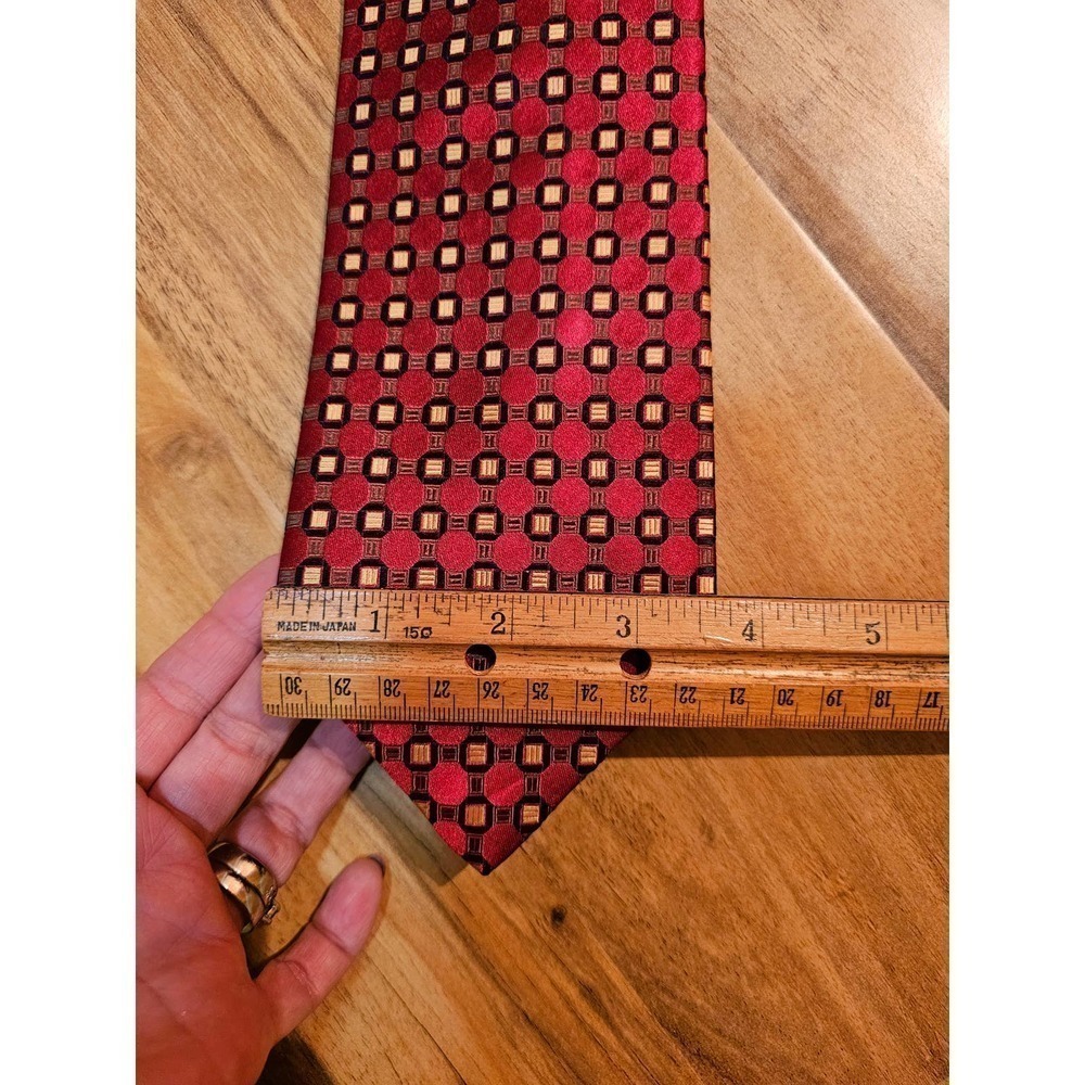 Burberry Luxury Silk tie. Red and‎ gold. Made in Italy - Picture 2 of 7